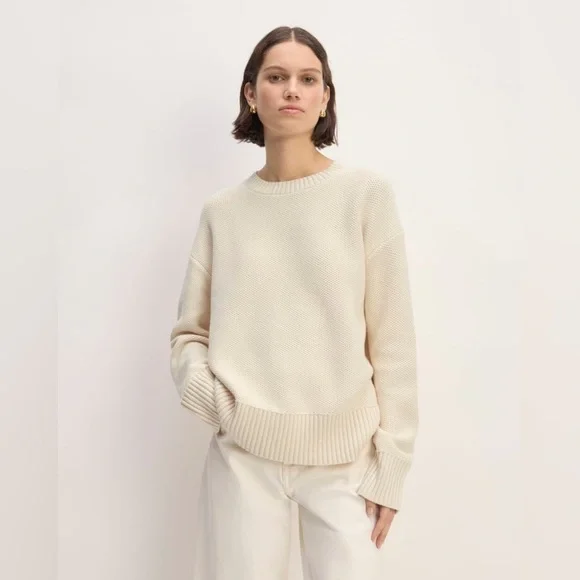 Everlane ‘The Cotton Honeycomb Boxy Crewneck Sweater” NWT - Picture 1 of 6
